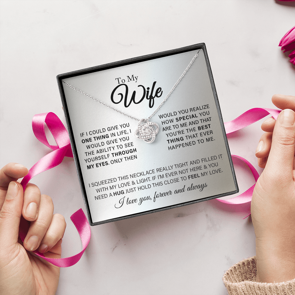 To My Beautiful Wife - Love Knot Necklace Gift Set - SS323