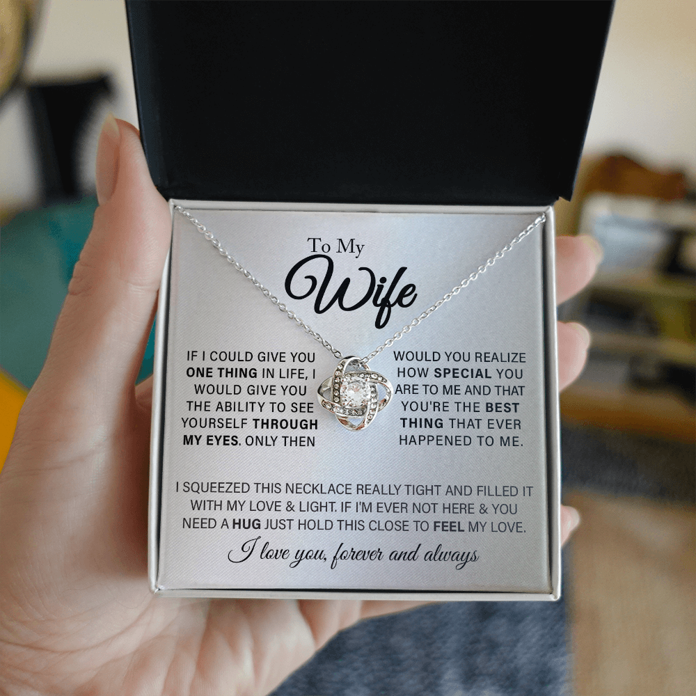 To My Beautiful Wife - Love Knot Necklace Gift Set - SS323