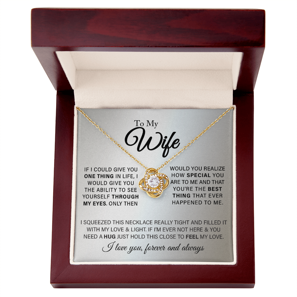 To My Beautiful Wife - Love Knot Necklace Gift Set - SS323