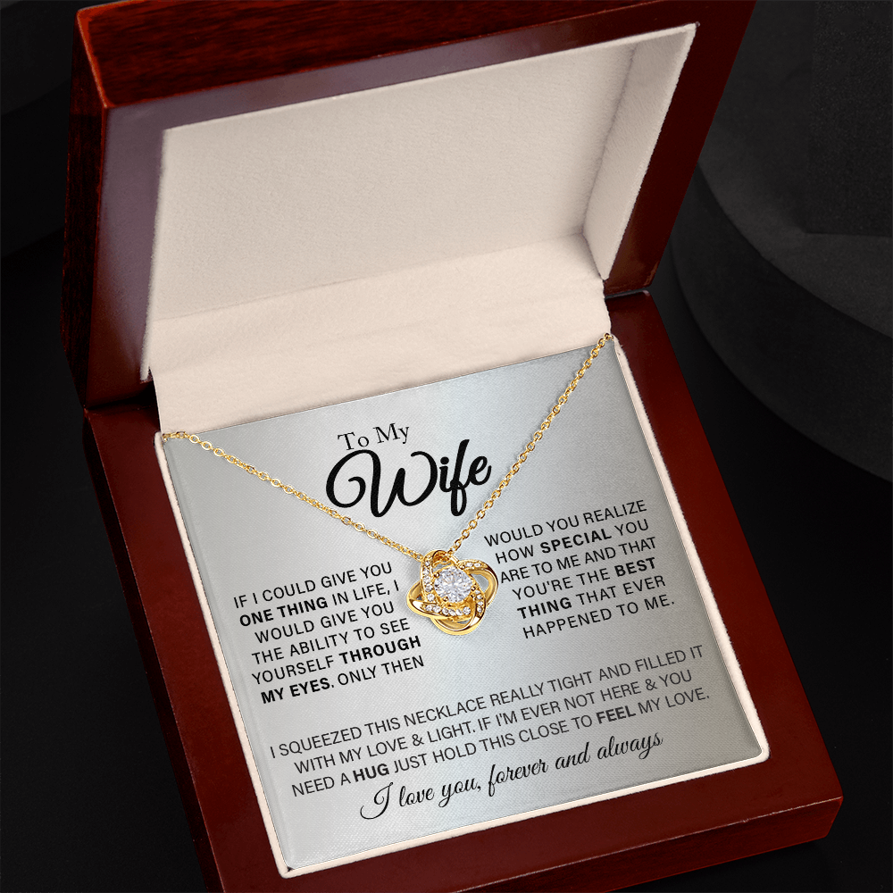 To My Beautiful Wife - Love Knot Necklace Gift Set - SS323
