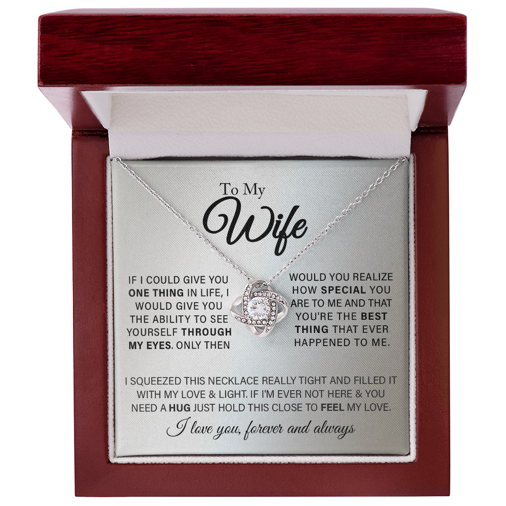 To My Beautiful Wife - Love Knot Necklace Gift Set - SS323
