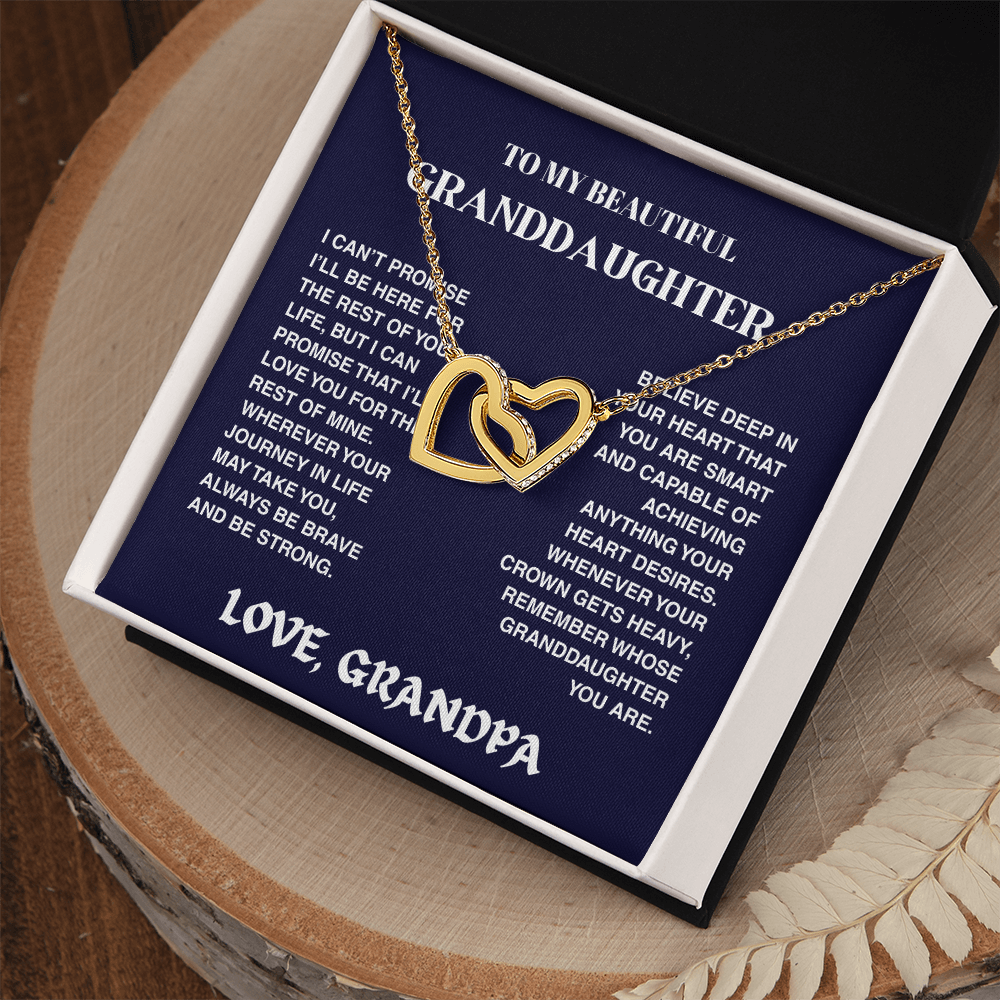 Interlocked Hearts Necklace - Granddaughter Be Brave