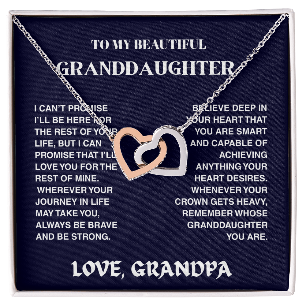 Interlocked Hearts Necklace - Granddaughter Be Brave