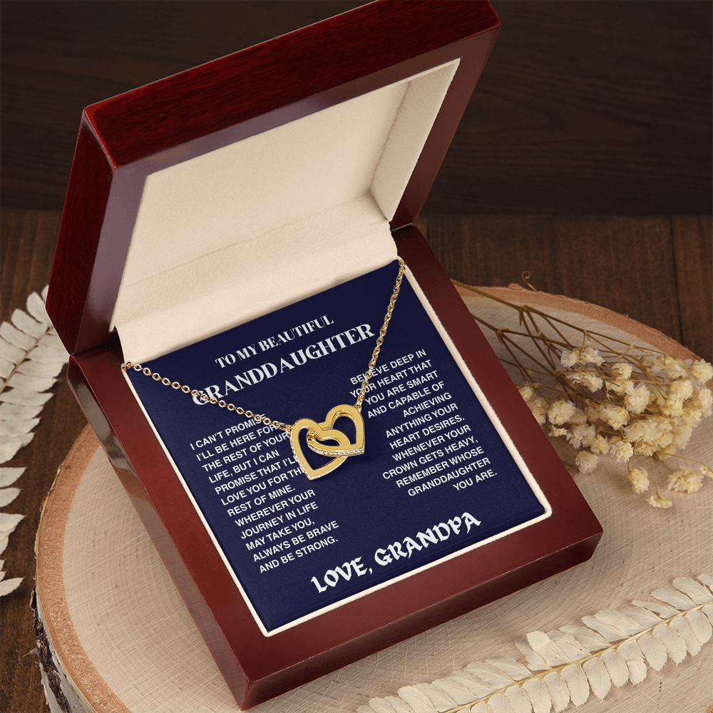 Interlocked Hearts Necklace - Granddaughter Be Brave