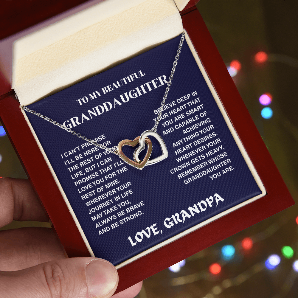 Interlocked Hearts Necklace - Granddaughter Be Brave