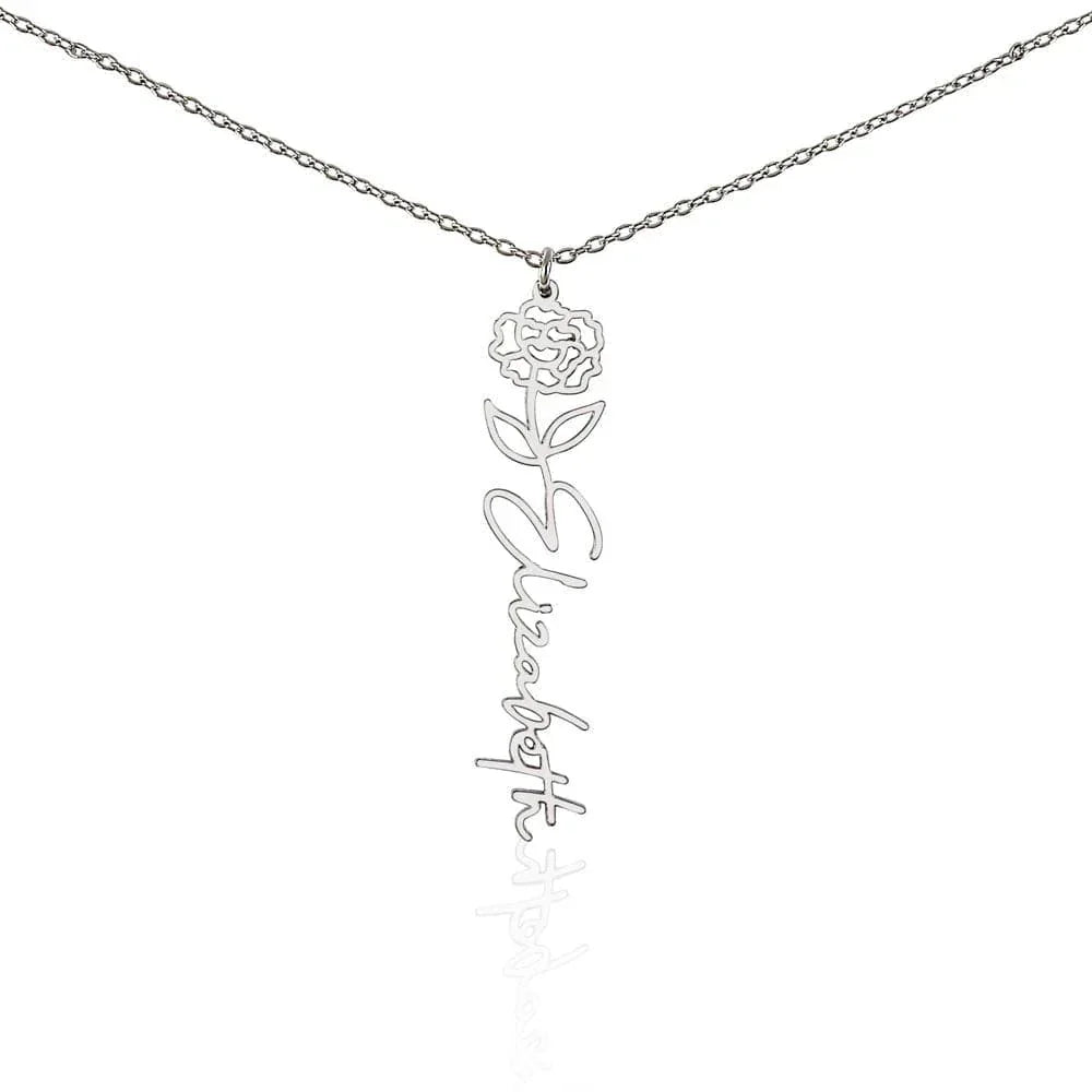 Treasora | No Rain, No Flowers | Name & Month Necklace