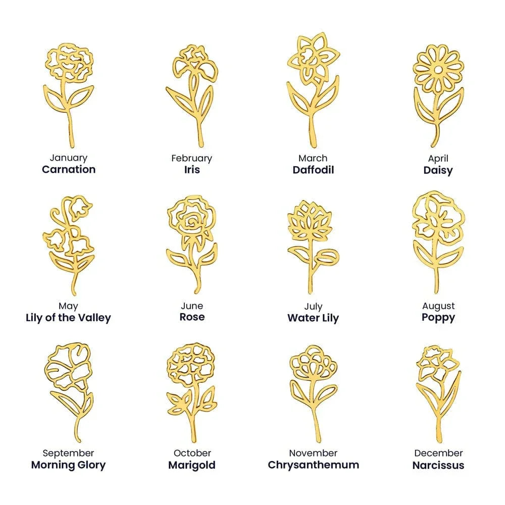 Treasora | No Rain, No Flowers | Name & Month Necklace