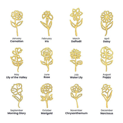 Treasora | No Rain, No Flowers | Name & Month Necklace