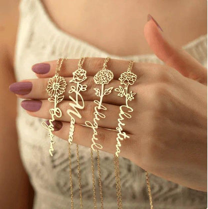 Treasora | No Rain, No Flowers | Name & Month Necklace