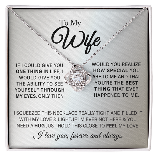To My Beautiful Wife - Love Knot Necklace Gift Set - SS323