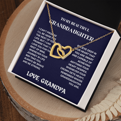 Interlocked Hearts Necklace - Granddaughter Be Brave