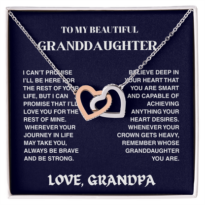 Interlocked Hearts Necklace - Granddaughter Be Brave