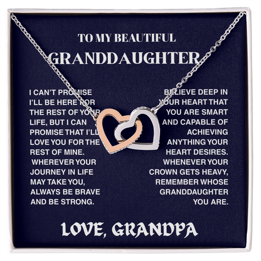 Interlocked Hearts Necklace - Granddaughter Be Brave