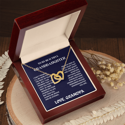 Interlocked Hearts Necklace - Granddaughter Be Brave