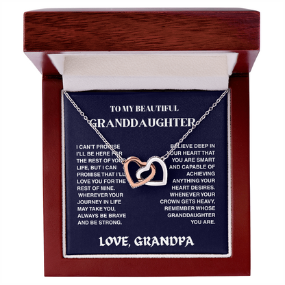 Interlocked Hearts Necklace - Granddaughter Be Brave