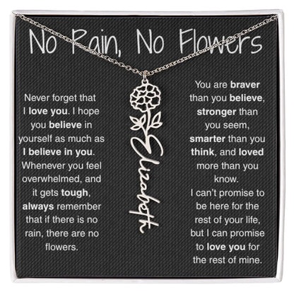 Treasora | No Rain, No Flowers | Name & Month Necklace