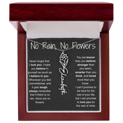 Treasora | No Rain, No Flowers | Name & Month Necklace