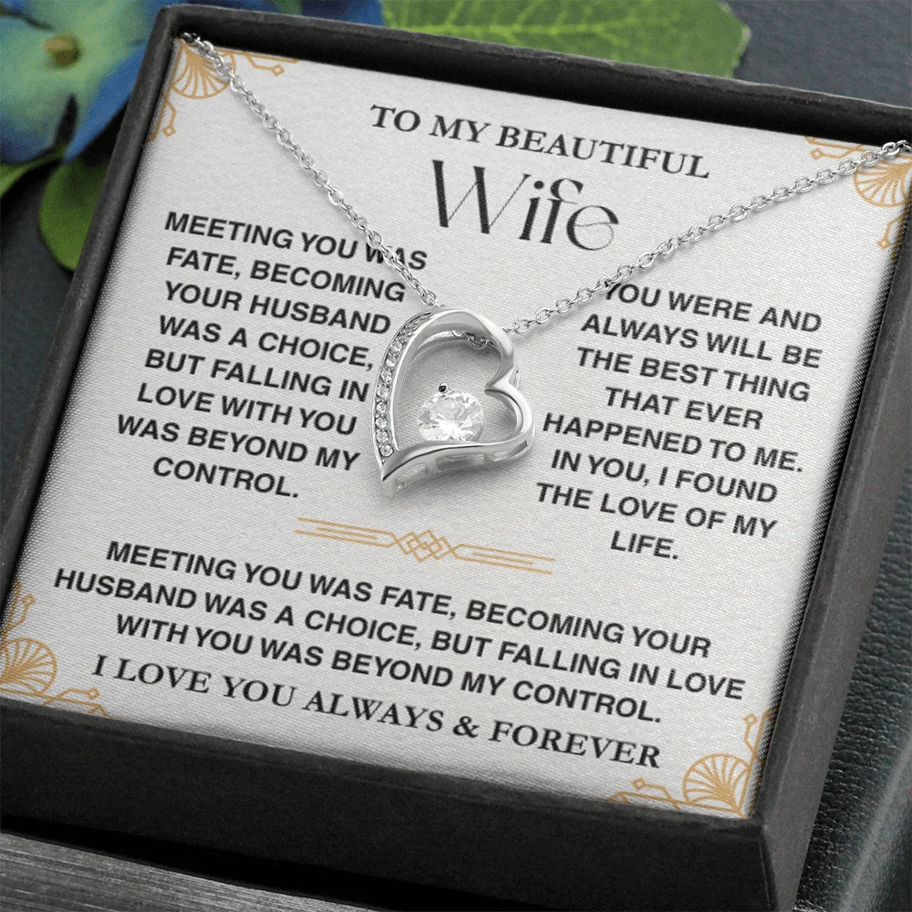 Treasora - To My Beautiful Wife - Forever Love Necklace Gift Set