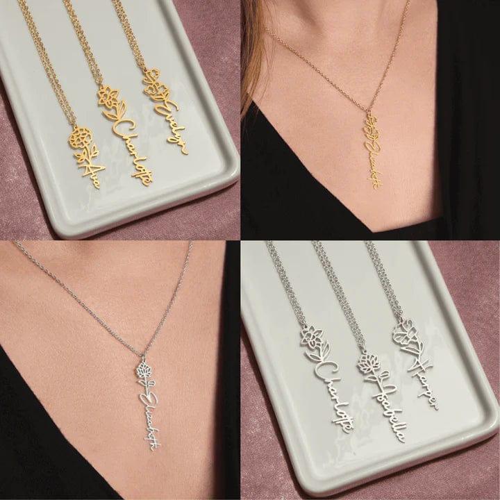 Treasora | No Rain, No Flowers | Name & Month Necklace